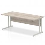 Impulse 1800 x 800mm Straight Office Desk Grey Oak Top Silver Cantilever Leg I003078