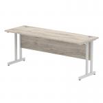 Impulse 1800 x 600mm Straight Office Desk Grey Oak Top Silver Cantilever Leg I003079