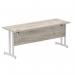 Impulse 1800 x 600mm Straight Office Desk Grey Oak Top Silver Cantilever Leg I003079