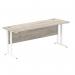 Impulse 1800 x 600mm Straight Office Desk Grey Oak Top White Cantilever Leg I003080