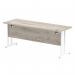 Impulse 1800 x 600mm Straight Office Desk Grey Oak Top White Cantilever Leg I003080