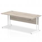 Impulse 1800 x 800mm Straight Office Desk Grey Oak Top White Cantilever Leg I003081