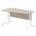 Impulse 1400 x 600mm Straight Office Desk Grey Oak Top Panel End Leg I003088