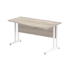 Impulse 800 x 600mm Straight Office Desk Grey Oak Top Silver Cable Managed Leg I003093