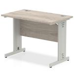 Impulse 1000 x 600mm Straight Office Desk Grey Oak Top Silver Cable Managed Leg I003095