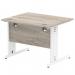 Impulse 1000 x 800mm Straight Office Desk Grey Oak Top White Cable Managed Leg I003097