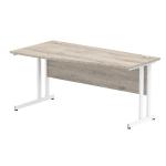 Impulse 1200 x 800mm Straight Office Desk Grey Oak Top Silver Cable Managed Leg I003098