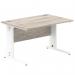 Impulse 1200 x 800mm Straight Office Desk Grey Oak Top White Cable Managed Leg I003101