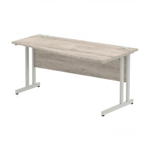 Impulse 1200 x 800mm Straight Office Desk Grey Oak Top White Cable Managed Leg I003101