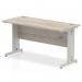 Impulse 1400 x 600mm Straight Office Desk Grey Oak Top Silver Cable Managed Leg I003103