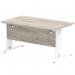 Impulse 1400 x 800mm Straight Office Desk Grey Oak Top White Cable Managed Leg I003105