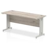 Impulse 1600 x 600mm Straight Office Desk Grey Oak Top Silver Cable Managed Leg I003107