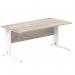 Impulse 1600 x 800mm Straight Office Desk Grey Oak Top White Cable Managed Leg I003109