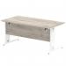 Impulse 1600 x 800mm Straight Office Desk Grey Oak Top White Cable Managed Leg I003109