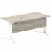 Impulse 1600 x 800mm Straight Office Desk Grey Oak Top White Cable Managed Leg I003109