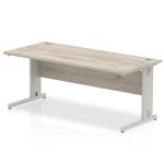 Impulse 1800 x 800mm Straight Office Desk Grey Oak Top Silver Cable Managed Leg I003110