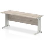 Impulse 1800 x 600mm Straight Office Desk Grey Oak Top Silver Cable Managed Leg I003111