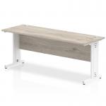 Impulse 1800 x 600mm Straight Office Desk Grey Oak Top White Cable Managed Leg I003112