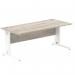 Impulse 1800 x 800mm Straight Office Desk Grey Oak Top White Cable Managed Leg I003113