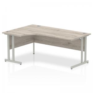 Impulse 1800mm Left Crescent Office Desk Grey Oak Top Silver