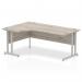 Impulse 1800mm Left Crescent Office Desk Grey Oak Top Silver Cantilever Leg I003134