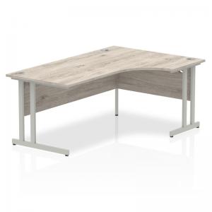 Impulse 1800mm Right Crescent Office Desk Grey Oak Top Silver