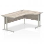 Impulse 1800mm Right Crescent Office Desk Grey Oak Top Silver Cantilever Leg I003135