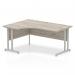 Impulse 1600mm Left Crescent Office Desk Grey Oak Top Silver Cantilever Leg I003136