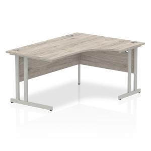 Impulse 1600mm Right Crescent Office Desk Grey Oak Top Silver