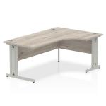 Impulse 1800mm Right Crescent Office Desk Grey Oak Top Silver Cable Managed Leg I003144