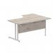 Impulse 1600mm Left Crescent Office Desk Grey Oak Top Silver Cable Managed Leg I003145