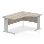 Impulse 1600mm Right Crescent Office Desk Grey Oak Top Silver Cable Managed Leg I003146