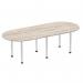 Impulse 2400mm Boardroom Table Grey Oak Top Silver Post Leg I003246