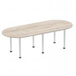 Impulse 2400mm Boardroom Table Grey Oak Top Silver Post Leg I003246