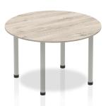 Impulse Circle Table 1200 Grey Oak Post Leg Silver I003249