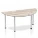 Impulse 1600mm Semi-Circle Table Grey Oak Top Silver Post Leg I003250