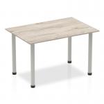 Impulse 1200mm Straight Table Grey Oak Top Silver Post Leg I003251