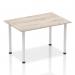 Impulse 1400mm Straight Table Grey Oak Top Silver Post Leg I003252