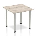 Impulse Square Table 800 Grey Oak Post Leg Silver
