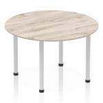 Impulse 1200mm Round Table Grey Oak Top Silver Post Leg I003257