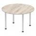 Impulse 1200mm Round Table Grey Oak Top Silver Post Leg I003257