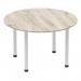 Impulse 1200mm Round Table Grey Oak Top Silver Post Leg I003257