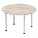 Impulse 1200mm Round Table Grey Oak Top Silver Post Leg I003257