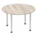 Impulse 1200mm Round Table Grey Oak Top Silver Post Leg I003257