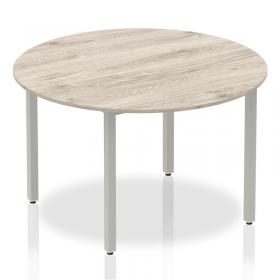 Impulse Circle Table 1200 Grey Oak Box Frame Leg Silver I003258