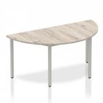 Impulse Semi-circle Table 1600 Grey Oak Box Frame Leg Silver
