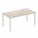 Impulse 1600mm Straight Table Grey Oak Top Silver Box Frame Leg I003261