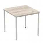 Impulse 800mm Straight Table Grey Oak Top Silver Box Frame Leg I003263