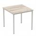 Impulse 800mm Straight Table Grey Oak Top Silver Box Frame Leg I003263