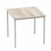 Impulse 800mm Straight Table Grey Oak Top Silver Box Frame Leg I003263